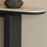 Modern Scratch Resistant Oval Stone Top Console Table Image - 8