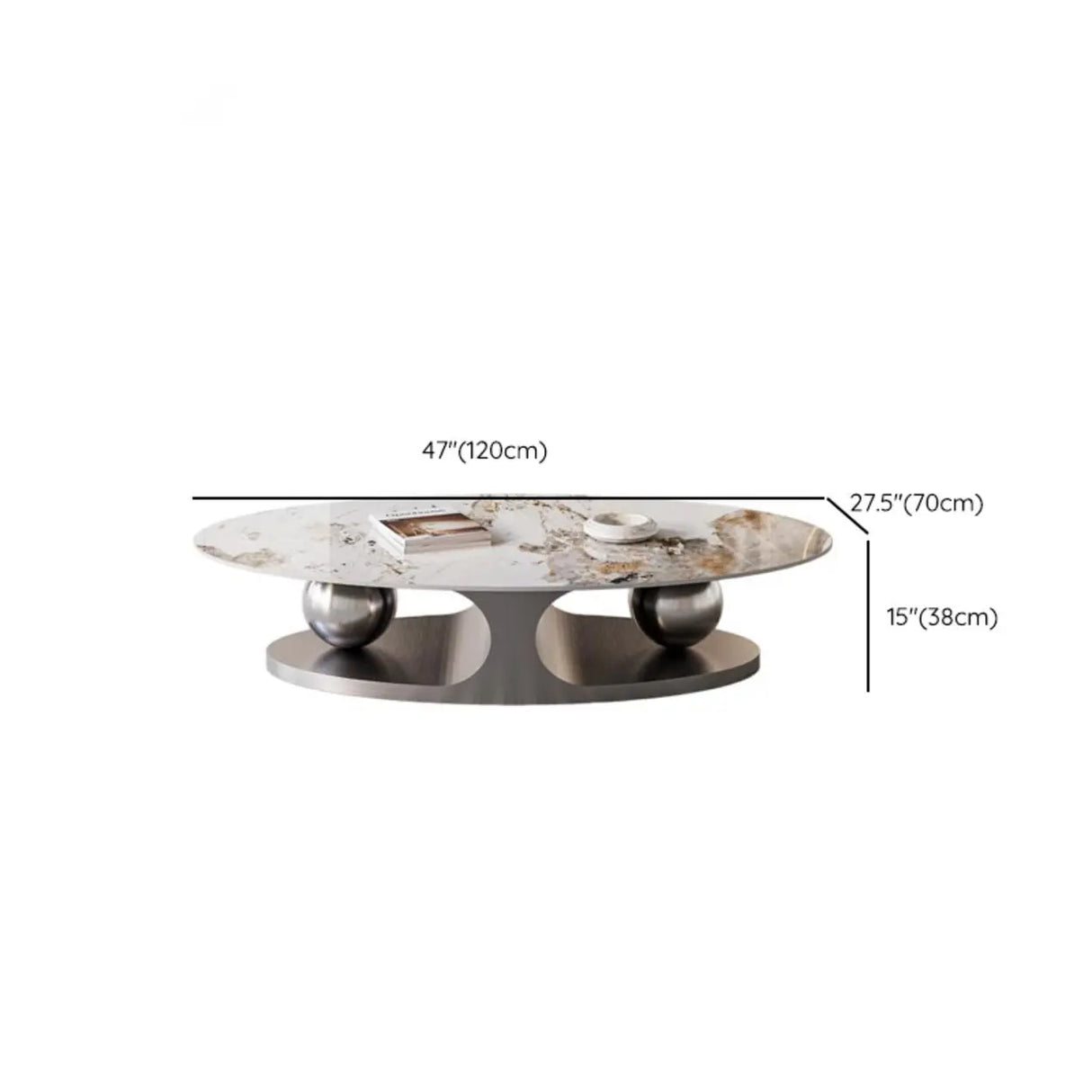 Modern Scratch Resistant Stone Oval Coffee Table 