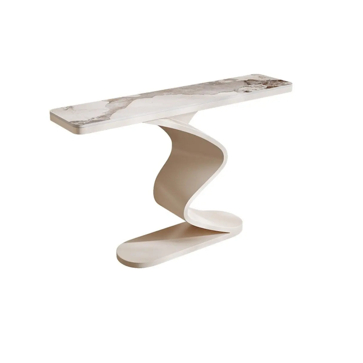 Modern Scratch Resistant Stone Top Curved Base Console Table Image - 2