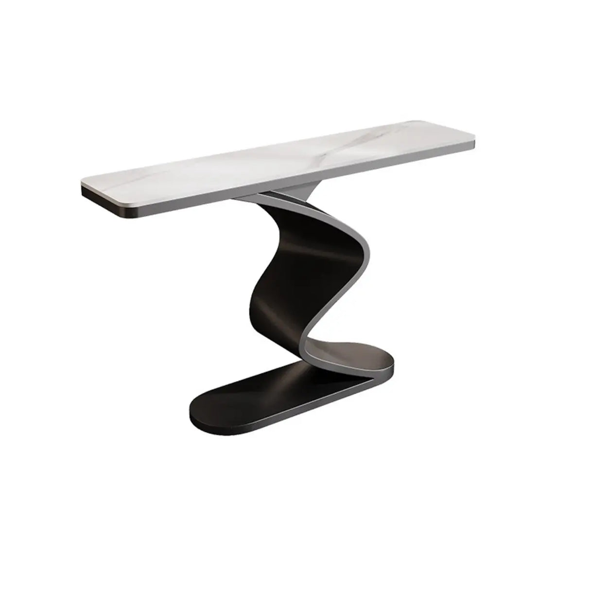 Modern Scratch Resistant Stone Top Curved Base Console Table Image - 3