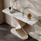 Modern Scratch Resistant Stone Top Curved Base Console Table Image - 4