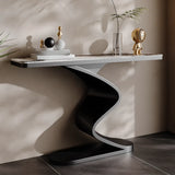 Modern Scratch Resistant Stone Top Curved Base Console Table Image - 6