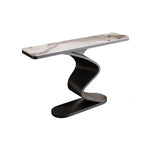 Modern Scratch Resistant Stone Top Curved Base Console Table Image - 7