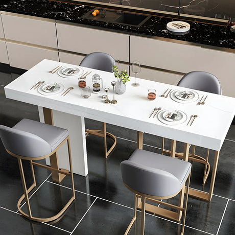 Modern Scratch Resistant White Marble Counter Height Bar Table Image - 1