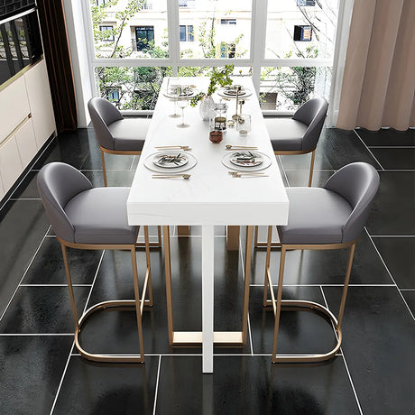 Modern Scratch Resistant White Marble Counter Height Bar Table Image - 2