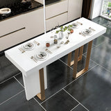 Modern Scratch Resistant White Marble Counter Height Bar Table Image - 3