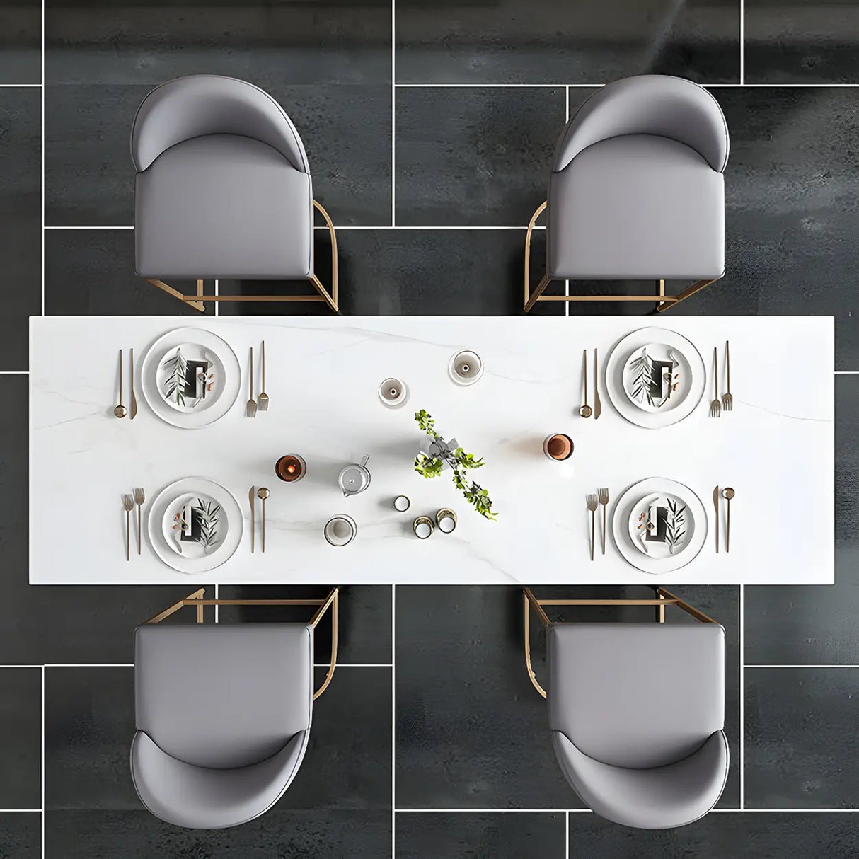 Modern Scratch Resistant White Marble Counter Height Bar Table Image - 7