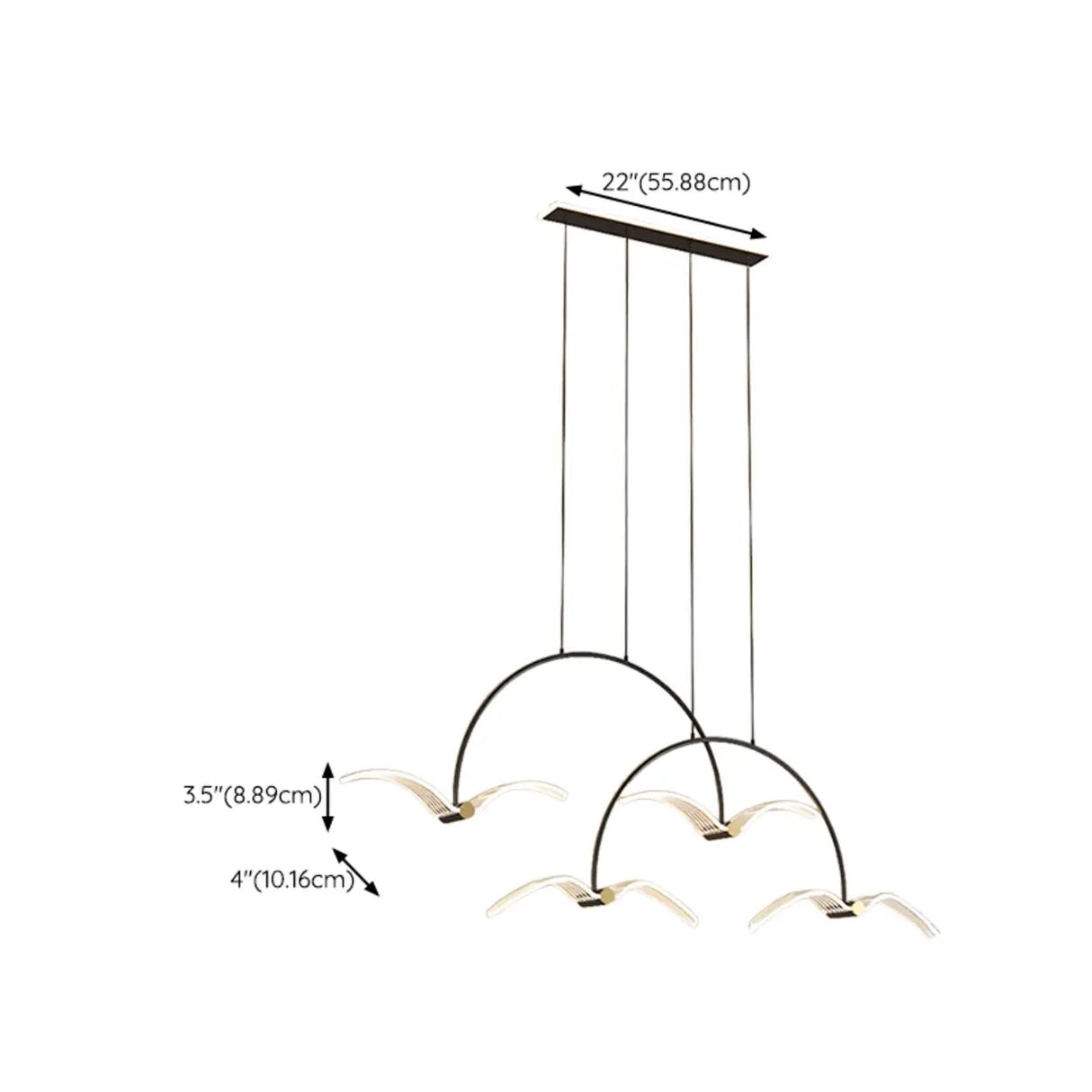 Modern Seagull LED Pendant Light for Lobby, White, Large 