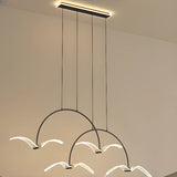 Modern Seagull LED Pendant Light for Lobby, White, Large Image - 4