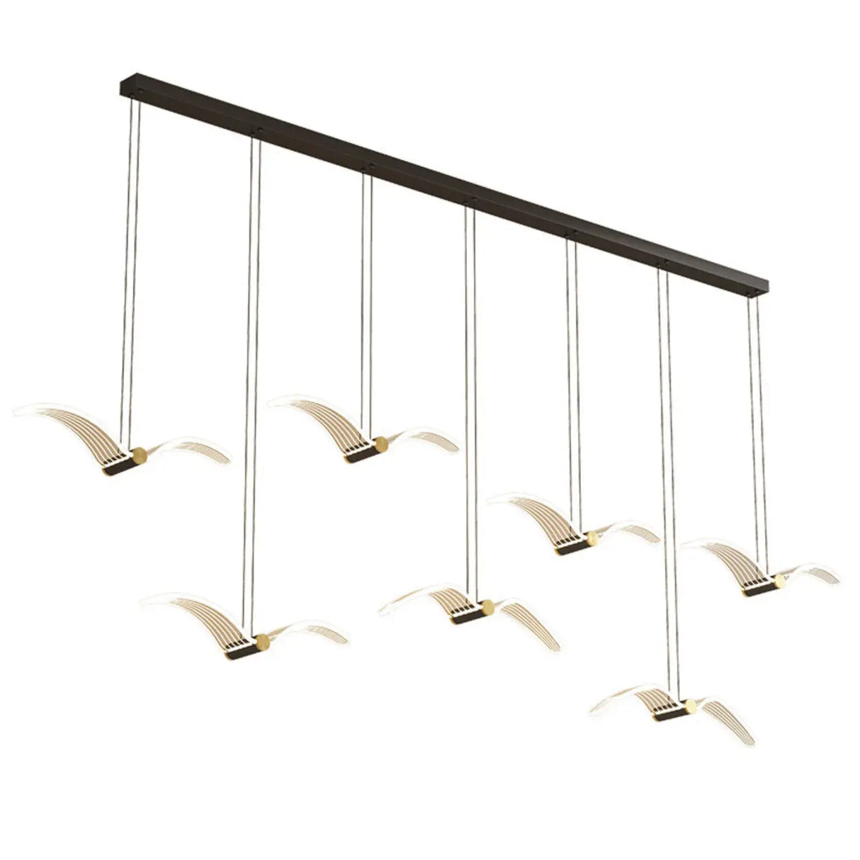 Modern Seagull LED Pendant Light for Lobby, White, Large Image - 5