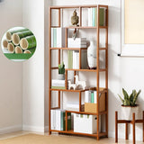 Modern Sepia Wood Vertical Rectangle Open Bookshelf Image - 11
