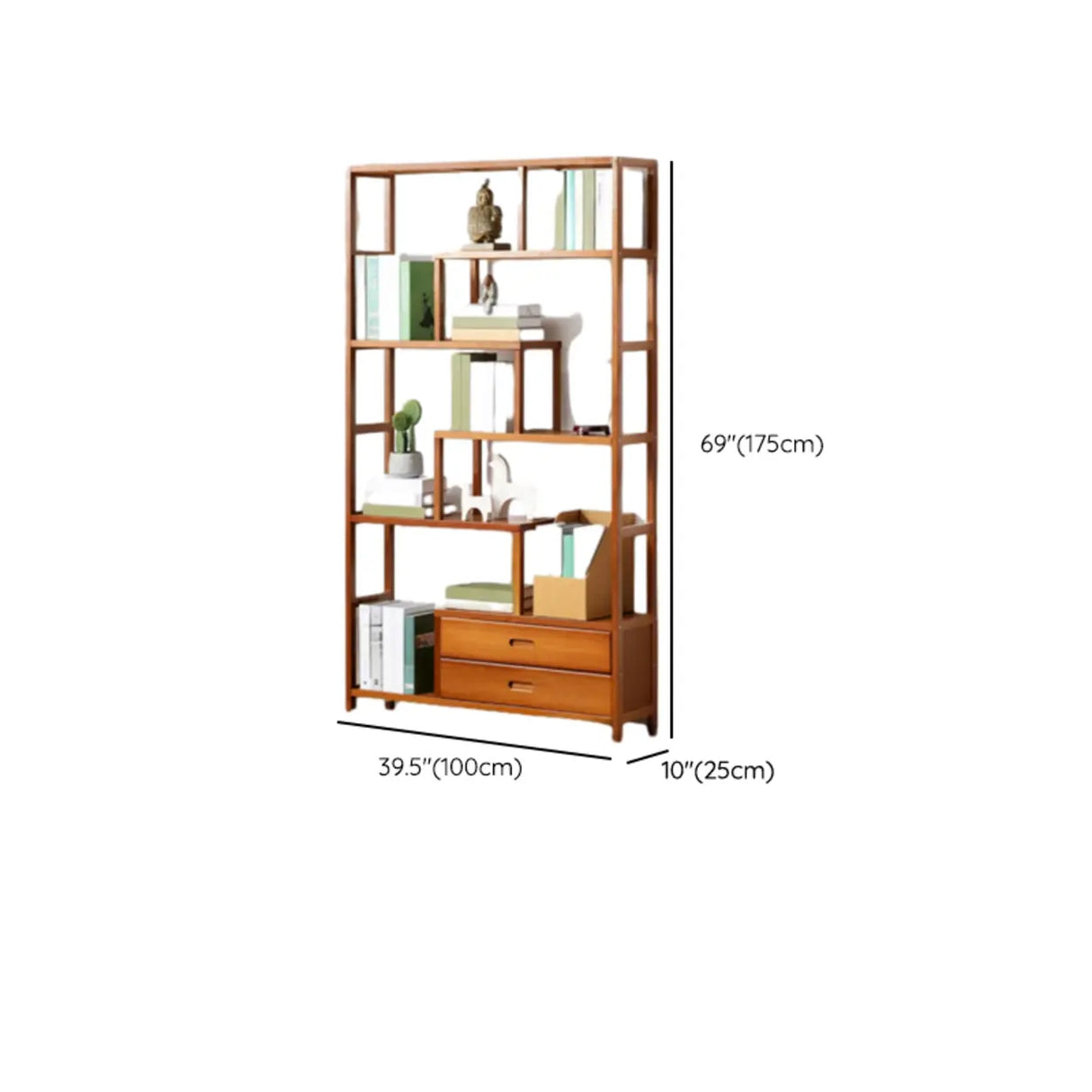 Modern Sepia Wood Vertical Rectangle Open Bookshelf Image - 22