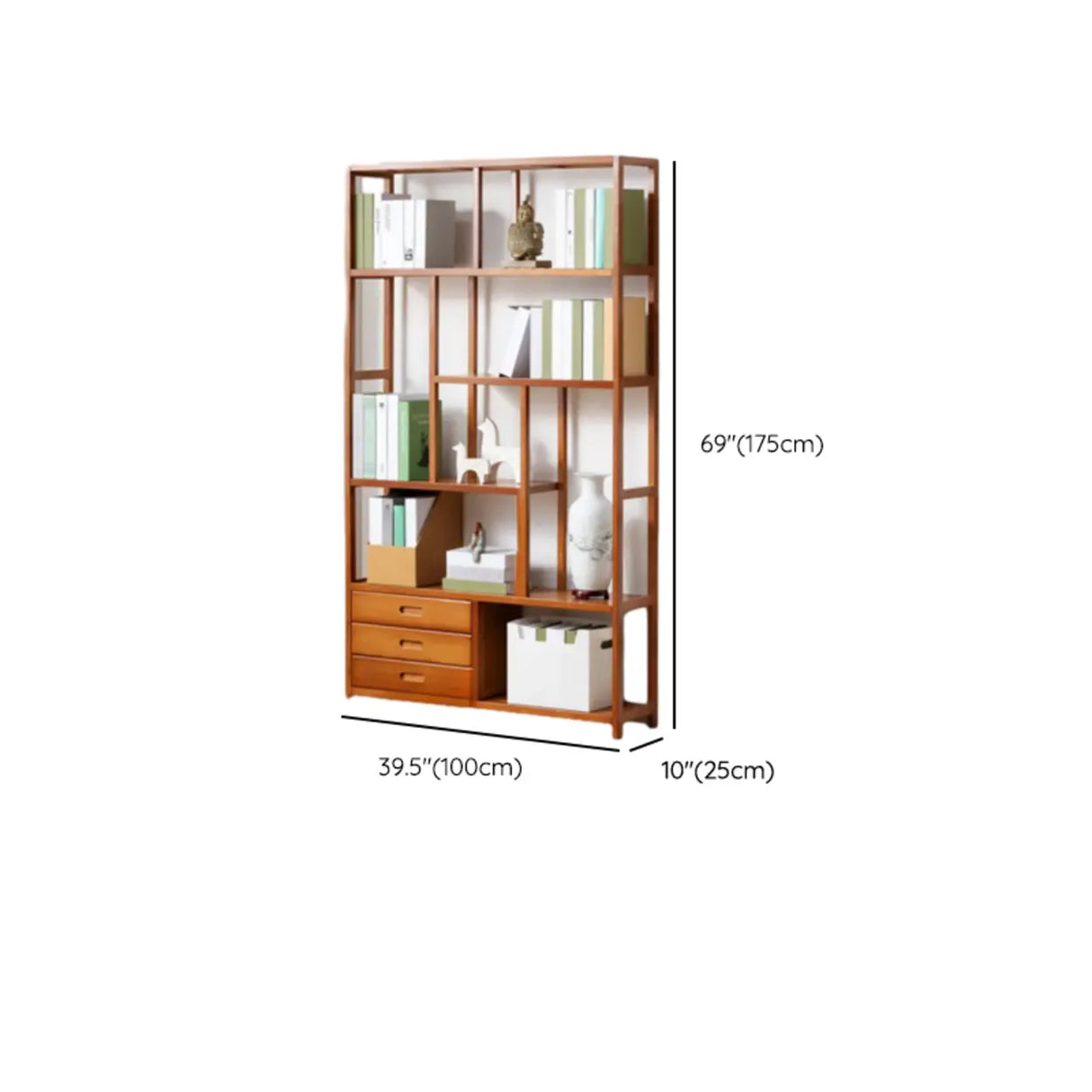 Modern Sepia Wood Vertical Rectangle Open Bookshelf Image - 23
