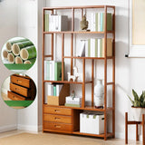 Modern Sepia Wood Vertical Rectangle Open Bookshelf Image - 9