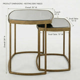 Modern Set of 2 Glass Top Gold Nesting Side Table #size