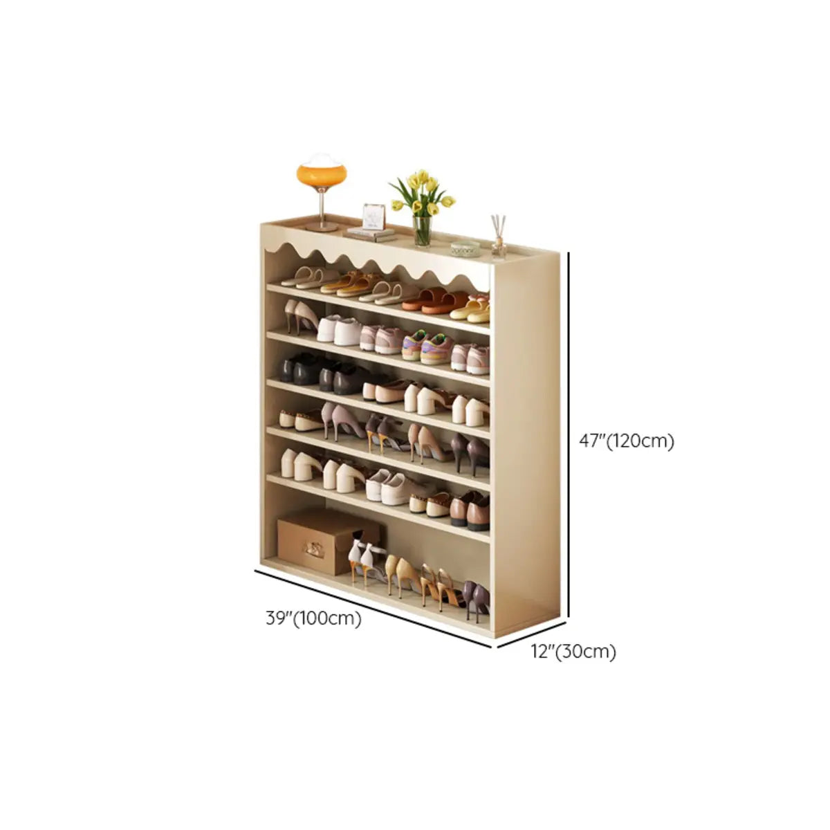 Modern Shelf Wood Entryway Beige 5-Tier Shoe Storage 