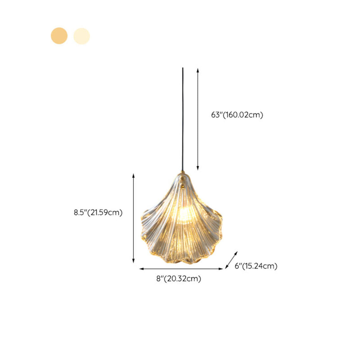 Modern Shell Glass Pendant Light Flexible Length 
