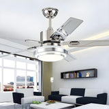 Modern Silver 5 Blade Windmill Ceiling Fan with Light Image - 9