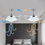 Modern Silver Round Crystal Decor Ceiling Fan Light Image - 15
