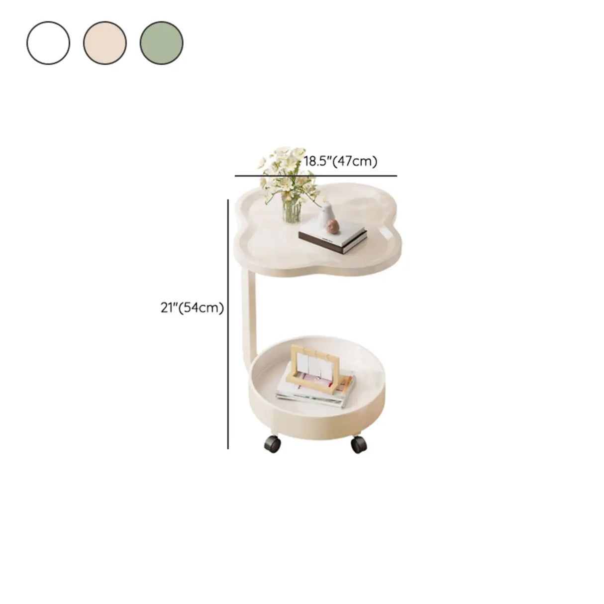 Modern Simple Black Small Side Table with Shelf 