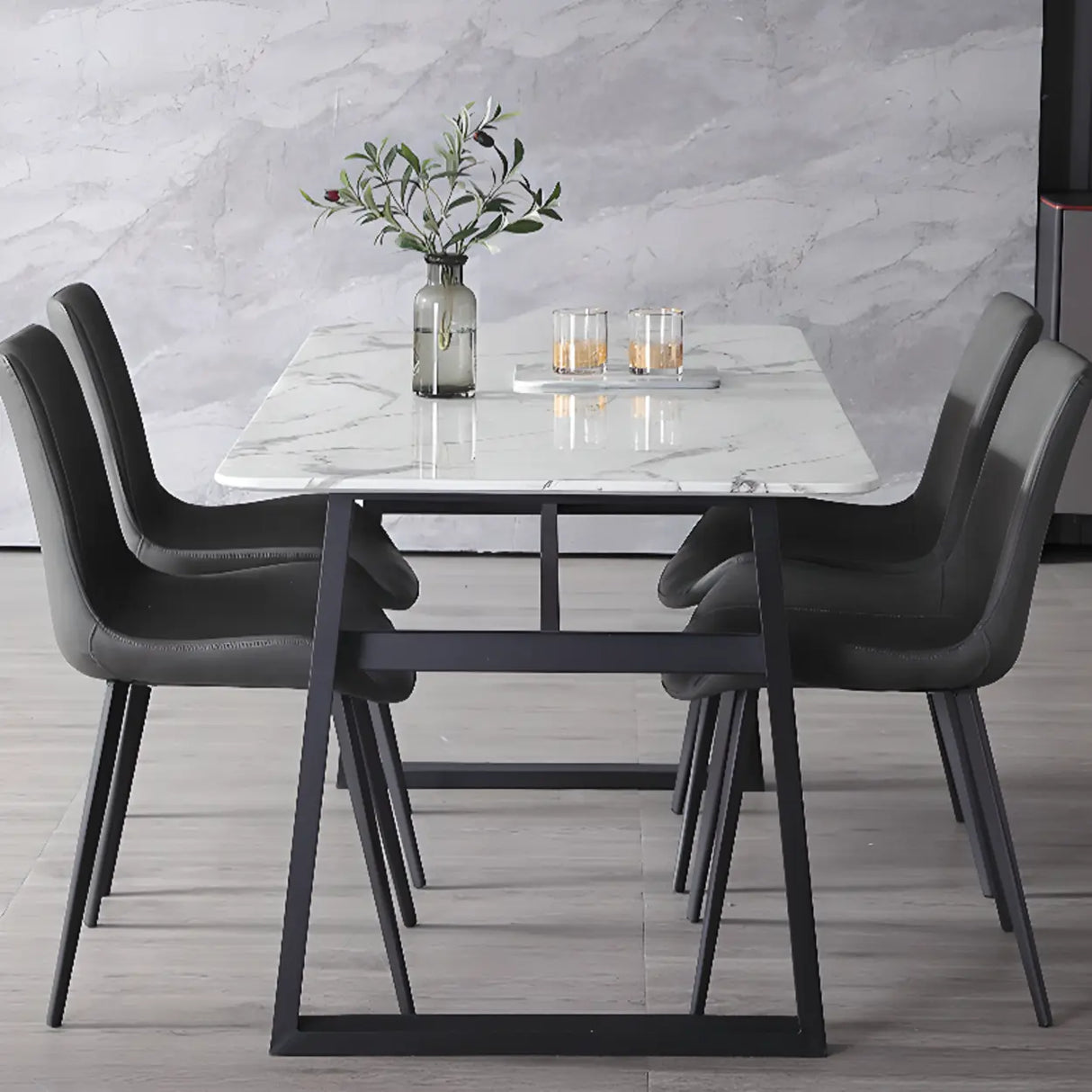 Modern Simple Closed Back Upholster Side Dining Chair Image - 8