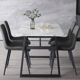 Modern Simple Closed Back Upholster Side Dining Chair Image - 8