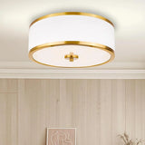 Modern Simple Fabric Drum Flush Mount Ceiling Light Image - 1