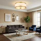 Modern Simple Fabric Drum Flush Mount Ceiling Light Image - 2