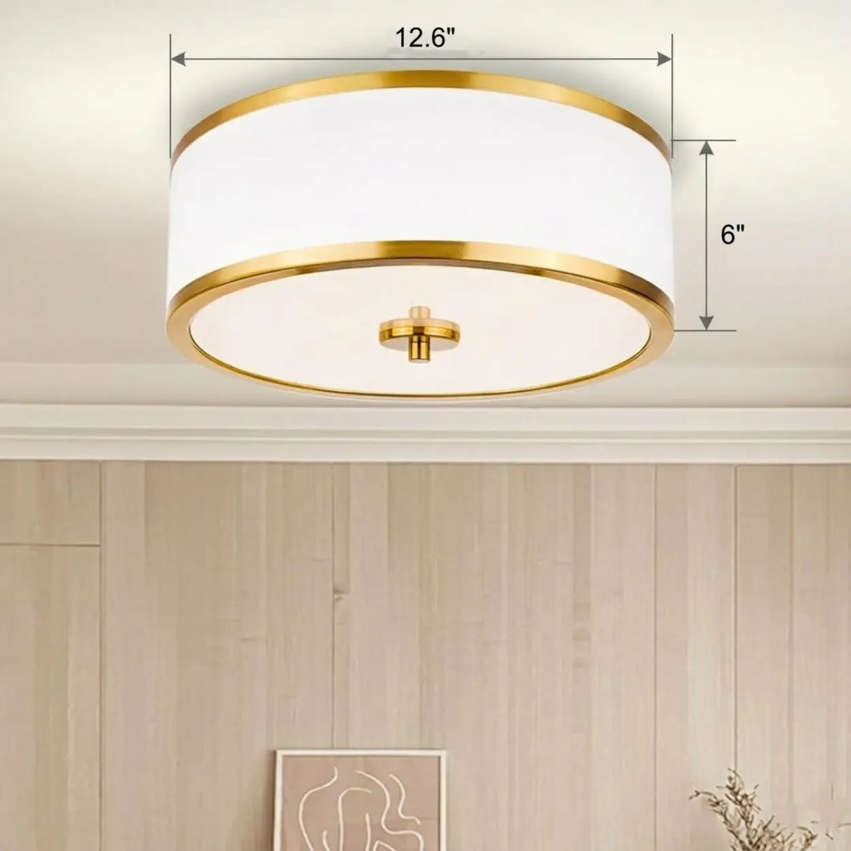 Modern Simple Fabric Drum Flush Mount Ceiling Light 