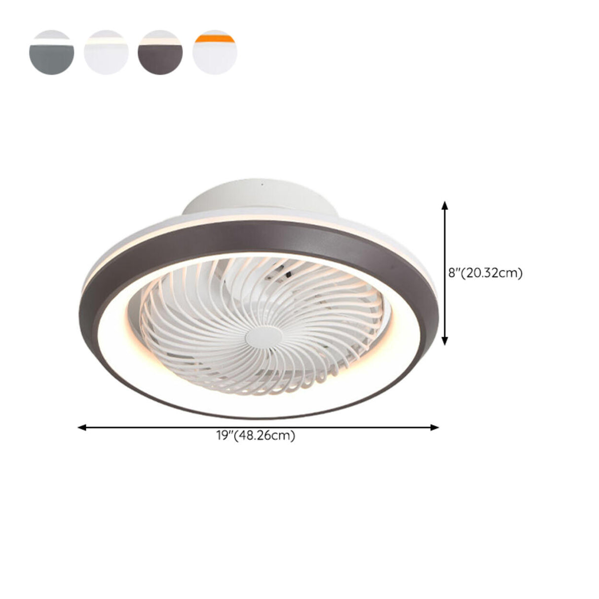 Modern Simple Flush-Mounted Round Ceiling Fan Light 