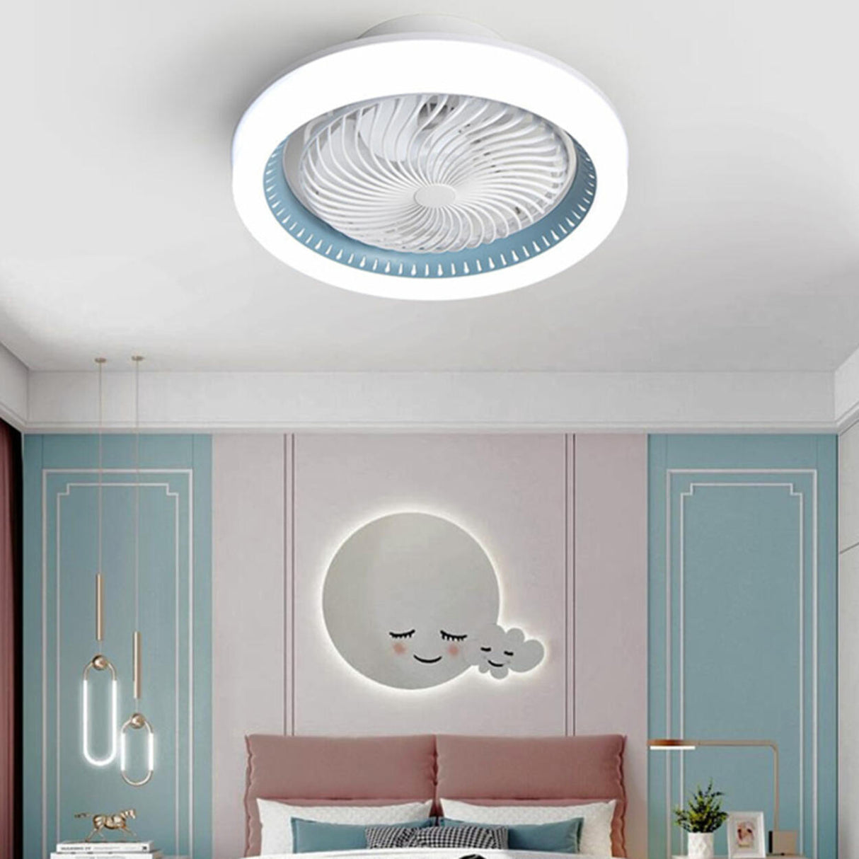 Modern Simple Flush-Mounted Round Ceiling Fan Light Image - 7