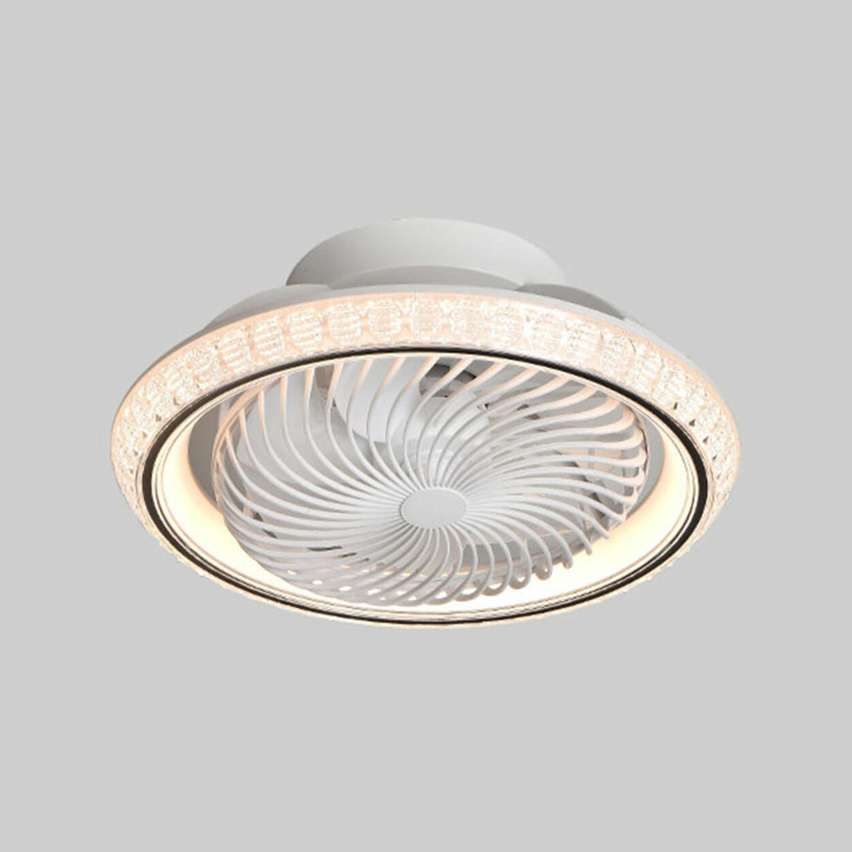 Modern Simple Flush-Mounted Round Ceiling Fan Light Image - 9