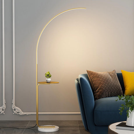 Modern Simple Gold Arc Metal Side Table Floor Lamp Image - 1