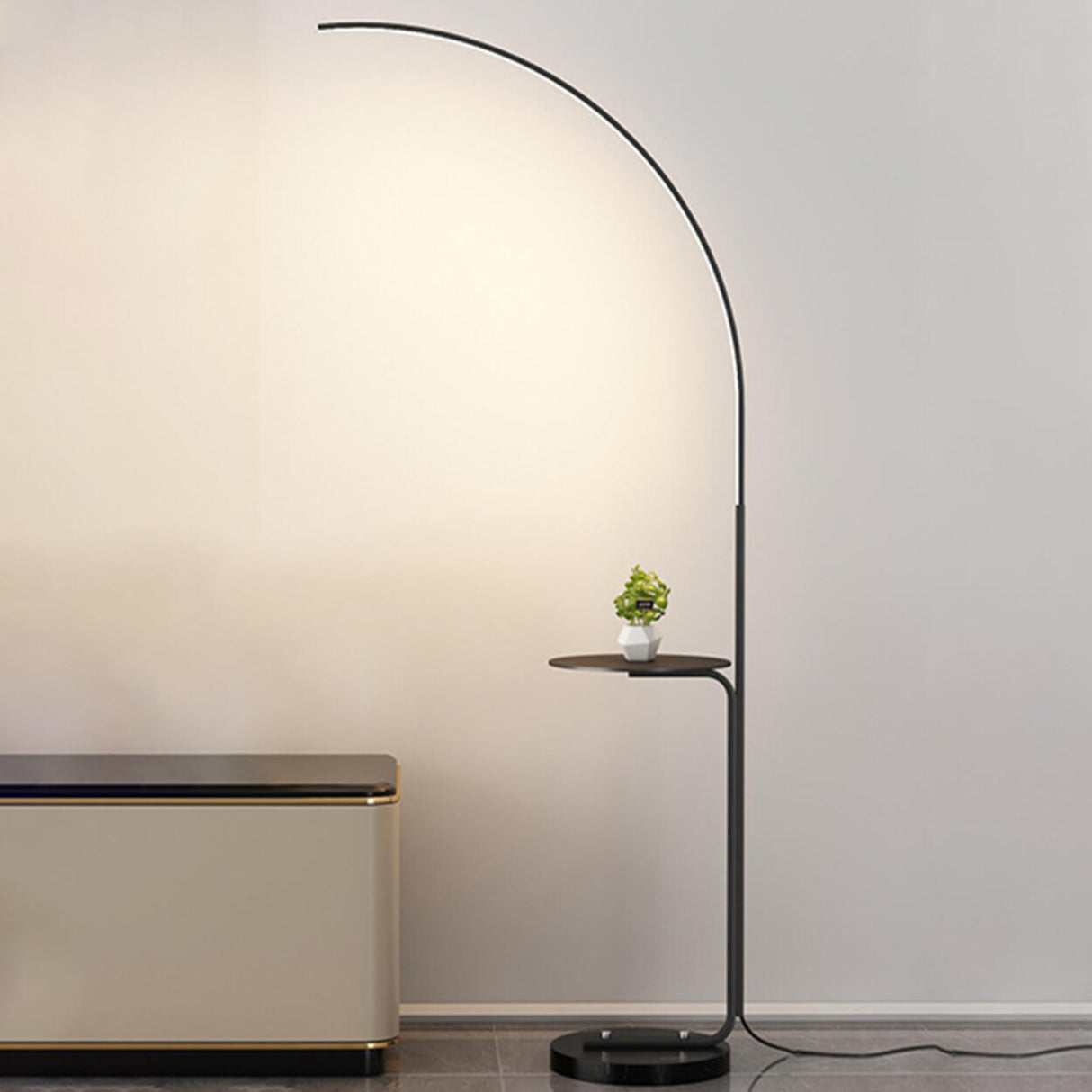 Modern Simple Gold Arc Metal Side Table Floor Lamp Image - 10