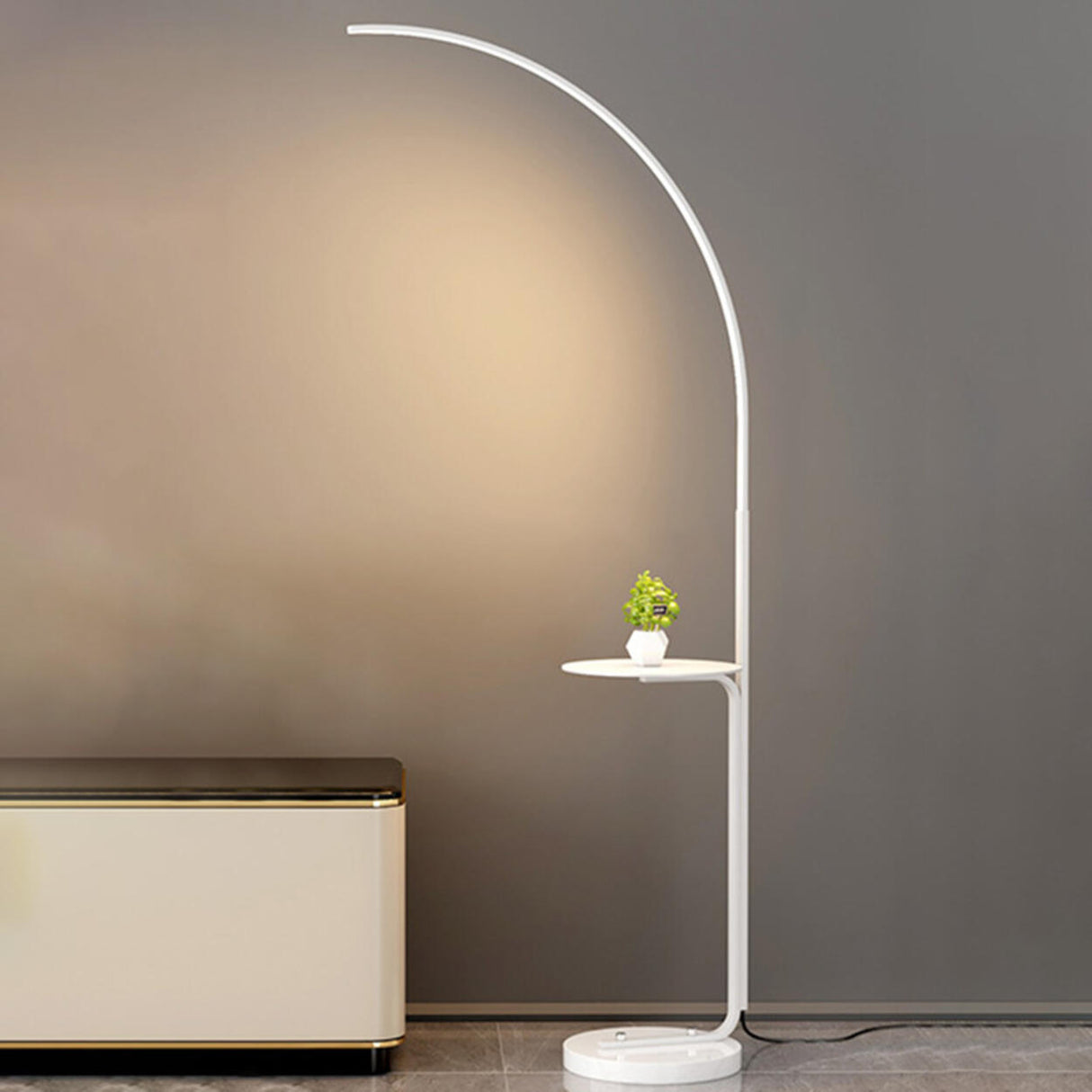 Modern Simple Gold Arc Metal Side Table Floor Lamp Image - 11