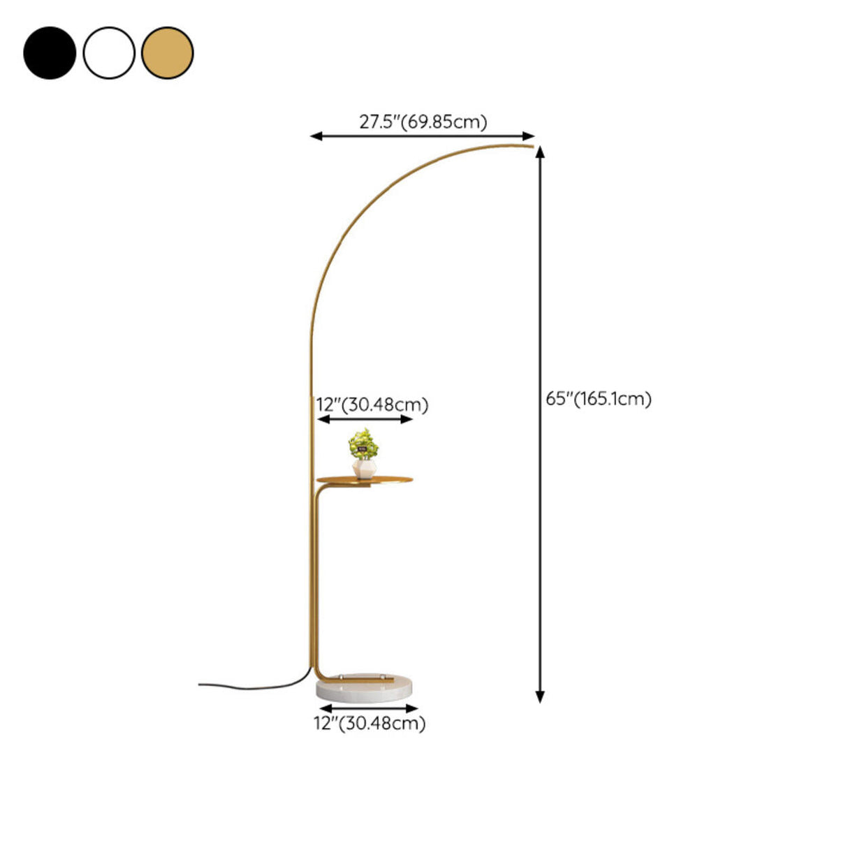 Modern Simple Gold Arc Metal Side Table Floor Lamp 