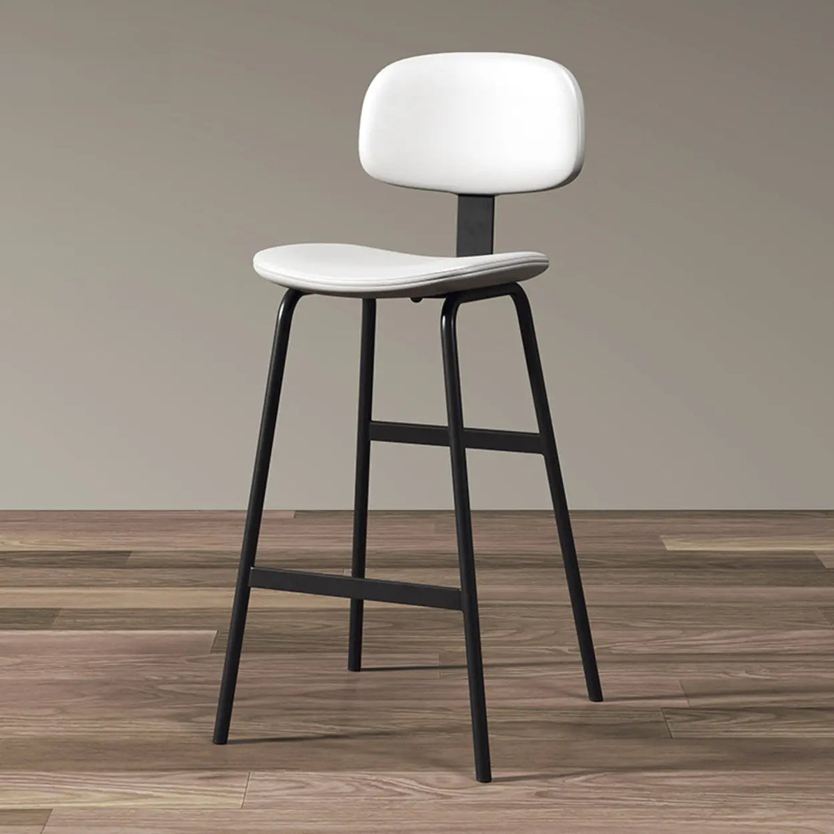 White Black Counter Stool(26"H) Modern Simple Hideskin Gray Saddle Seat Low Back Bar Stools Image - 11