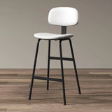 White Black Counter Stool(26"H) Modern Simple Hideskin Gray Saddle Seat Low Back Bar Stools Image - 11