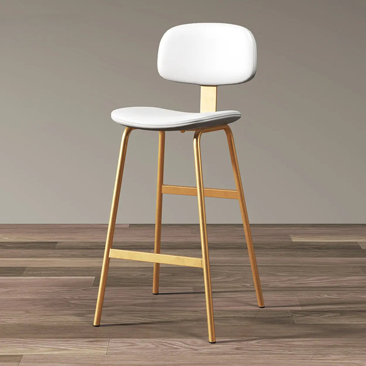 White Gold Counter Stool(26"H) Modern Simple Hideskin Gray Saddle Seat Low Back Bar Stools Image - 13