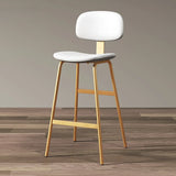 White Gold Counter Stool(26"H) Modern Simple Hideskin Gray Saddle Seat Low Back Bar Stools Image - 13