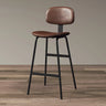 Modern Simple Hideskin Gray Saddle Seat Low Back Bar Stools Image - 14