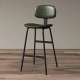 Modern Simple Hideskin Gray Saddle Seat Low Back Bar Stools Image - 15