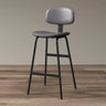 Modern Simple Hideskin Gray Saddle Seat Low Back Bar Stools Image - 17
