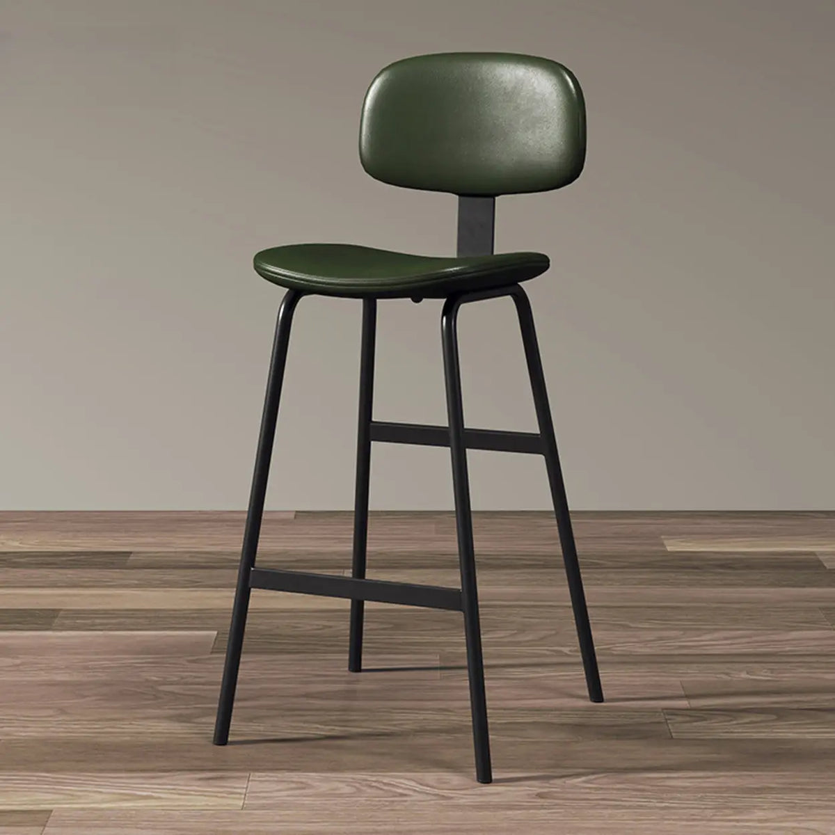 Green Black Counter Stool(26"H) Modern Simple Hideskin Gray Saddle Seat Low Back Bar Stools Image - 17