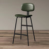 Green Black Counter Stool(26"H) Modern Simple Hideskin Gray Saddle Seat Low Back Bar Stools Image - 17