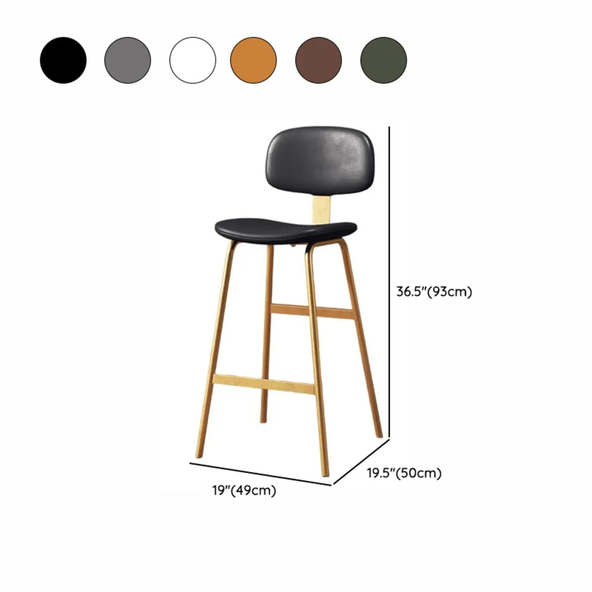 Modern Simple Hideskin Gray Saddle Seat Low Back Bar Stools Image - 19
