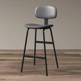 Grey Black Counter Stool(26"H) Modern Simple Hideskin Gray Saddle Seat Low Back Bar Stools Image - 19