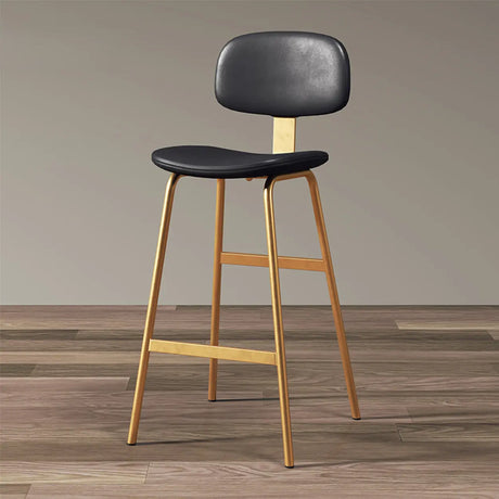 Modern Simple Hideskin Gray Saddle Seat Low Back Bar Stools Image - 2