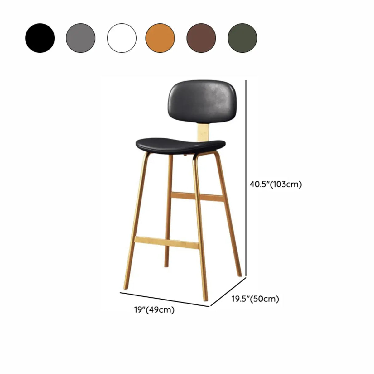 Modern Simple Hideskin Gray Saddle Seat Low Back Bar Stools Image - 23