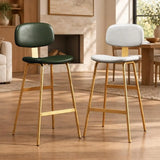 Modern Simple Hideskin Gray Saddle Seat Low Back Bar Stools Image - 2